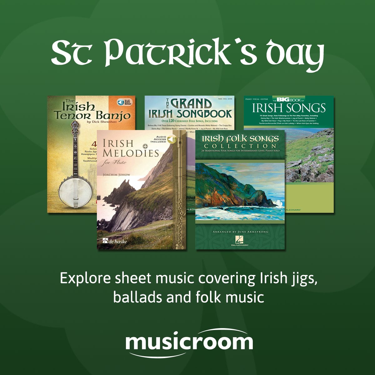 ☘️ Get your green on with our selection of Irish Sheet Music for Saint Patrick's Day, including songbooks and scores for a variety of traditional and folk instruments! Click the link to shop now ➡️ tinyurl.com/y3t6ac68