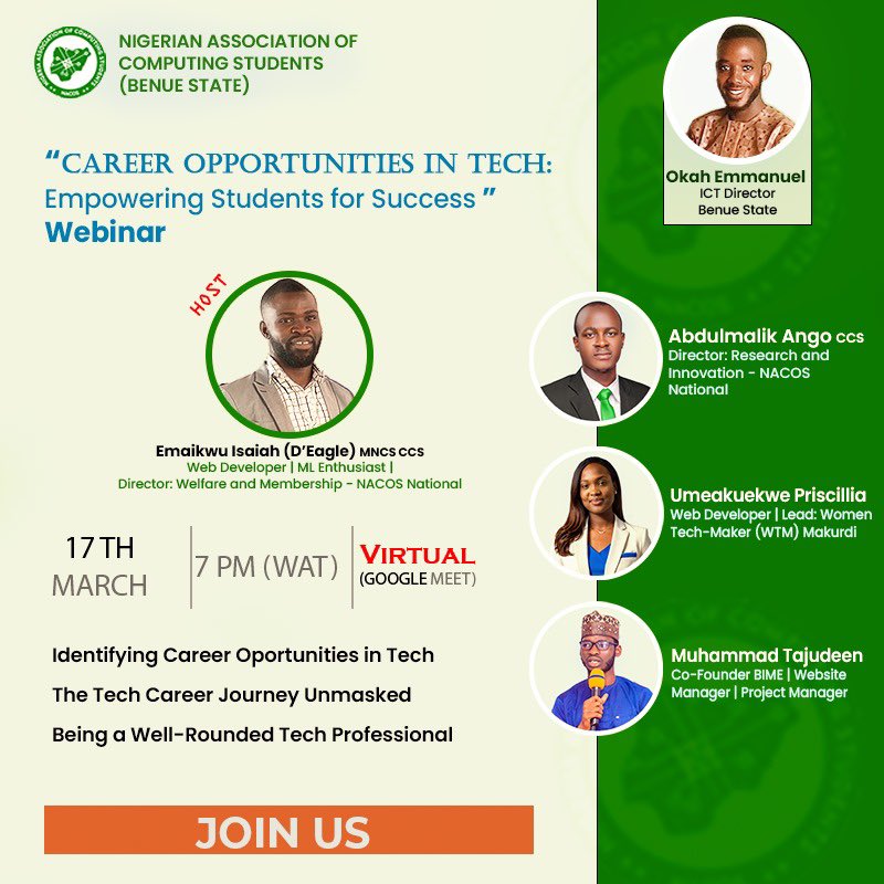 I am excited to be speaking to great minds who wants to harness the tech ecosystem. My story is my inspiration , my goal is my motivation. Let’s build the next tech generation 

 Thankful to the organizers. 
Join us this Sunday 😀. 
#techwoman
#womanintech
#womentechmakers