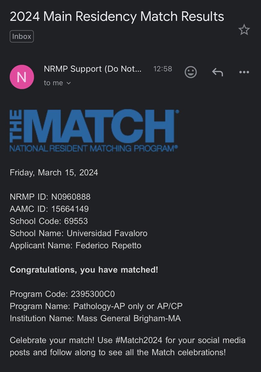 THIS IS SURREAL!!!! 
I matched to Mass General Brigham Pathology!!! Can’t wait to start this amazing adventure with this great group of people!!! 🥹😄🥳🍾

@BWHPath @MGHPathology 

#Match2024 #PathTwitter #path2path