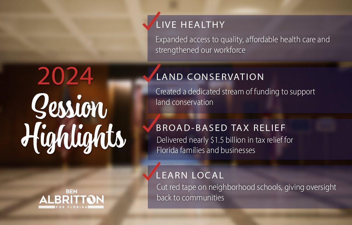 The Florida Senate and House worked together this Legislative Session to advance meaningful policy that supports Floridians and their families. Here is a glimpse of what the Senate accomplished this year.