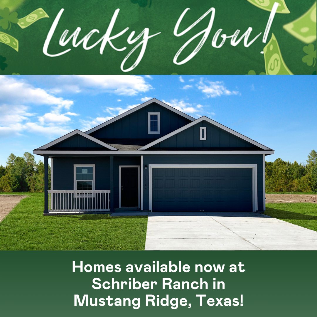Explore Schriber Ranch this weekend! This private community is a short drive from Downtown Austin, and has new single-family homes on half-acre homesites. With prices starting in the mid $300's, Schriber Ranch could be your lucky charm! 🍀 Call 512-489-6838 to schedule a tour.