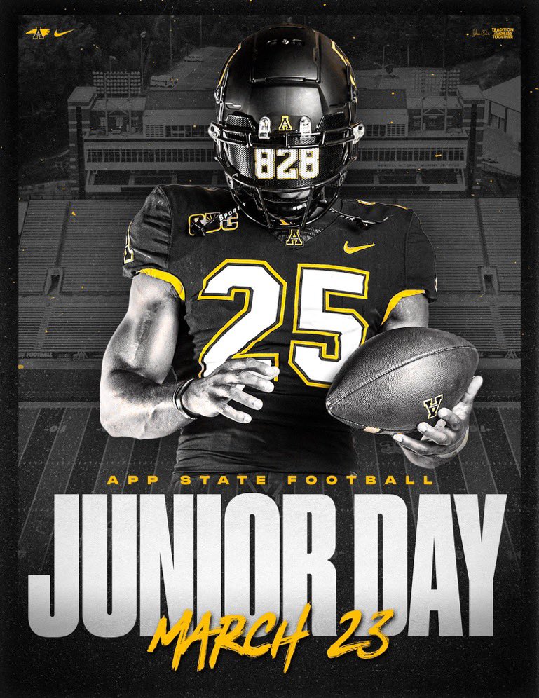 I will be attending App State junior day thank you @BrianHainesb for the invite!! @AppState_FB @appstatesports Looking forward to being on campus. @coach_sloan @AJHOWARD_ASU