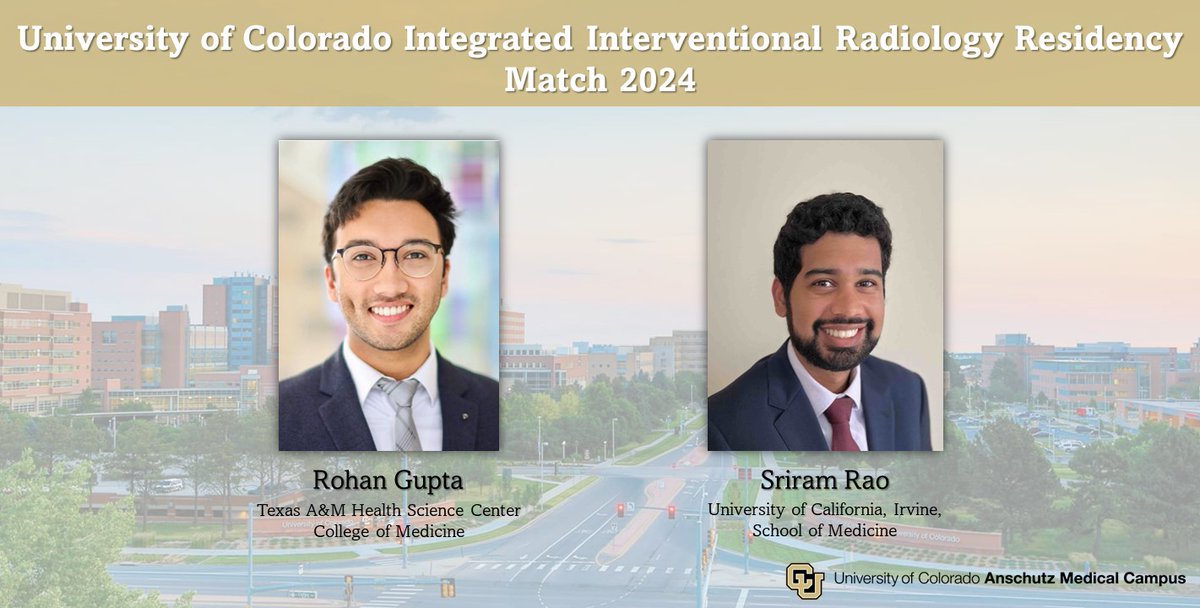 Happy #MatchDay! We are proud to introduce our incoming Integrated Interventional Radiology residents. We are so excited to welcome you to the CU Radiology family! #Match2024 #RadRes #MedTwitter @CURadiology @CUAnschutz