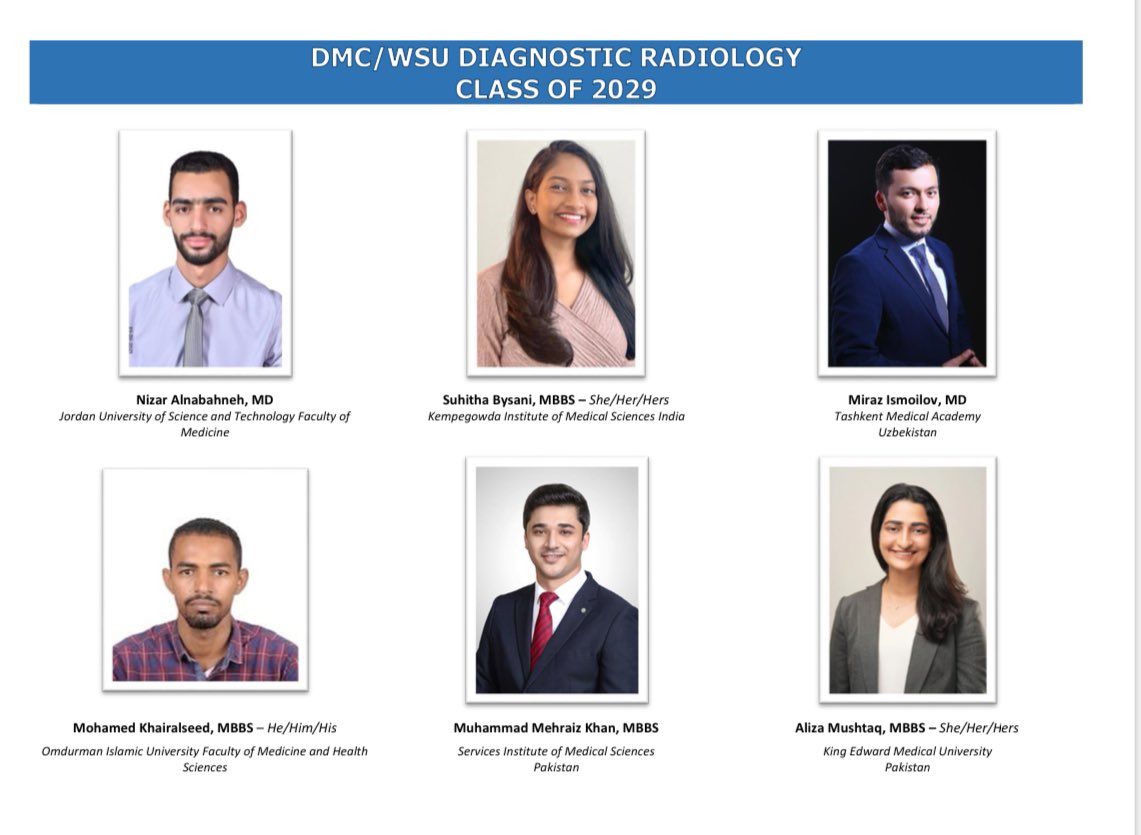 DMC_Radiology's tweet photo. Congratulations to our #matched residents! We look forward to receiving you at @DMC_Radiology! 🎉🎉🎉 #FutureRadRes #RadRes #RadTwitter #RadX #RadEx #Radiology #iRad #ESIR #TwittIR #WarriorStrong #WeOwnDetroit https://t.co/ysuM7DWGtJ