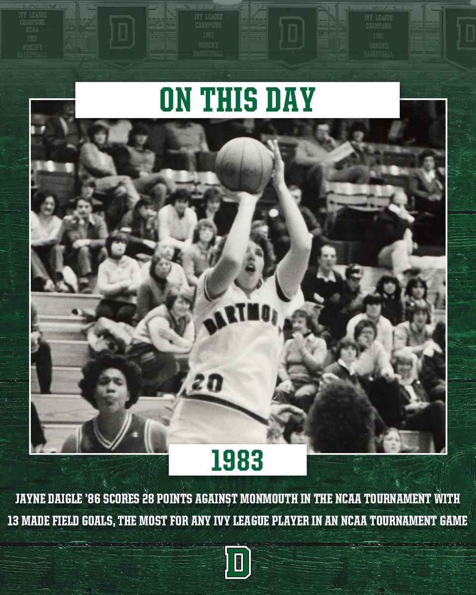 𝗢𝗻 𝗧𝗵𝗶𝘀 𝗗𝗮𝘆 in 1983, Jayne Daigle ’86 went off for one of the best performances by any @ivyleague player in an NCAA Tournament game! #TheWoods🌲 | #WIN