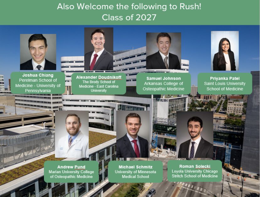 We are more than thrilled to announce our new residents for the Classes of 2027 & 2028!! We are very excited to have them join the #RushFamily 💚🙌 Perfect ending to #match2024 #anesthesia #rushanesthesia #residency #rushexcellence