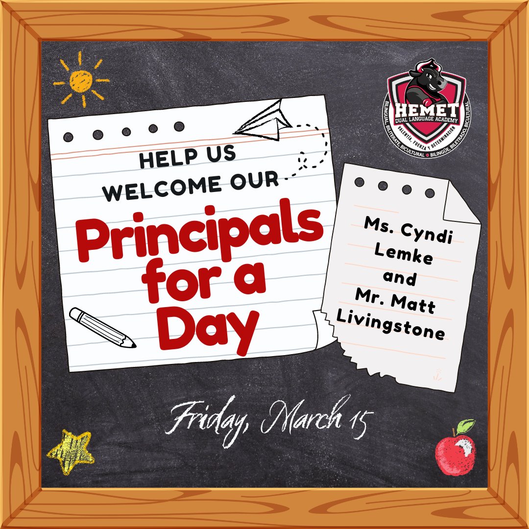 Please join us in welcoming Ms. Cyndi Lemke and Mr. Matt Livingstone as official HDLA Principal's for a Day!  We are excited to share the great things happening at HDLA!
#HDLAtoros
#TheHUSDway