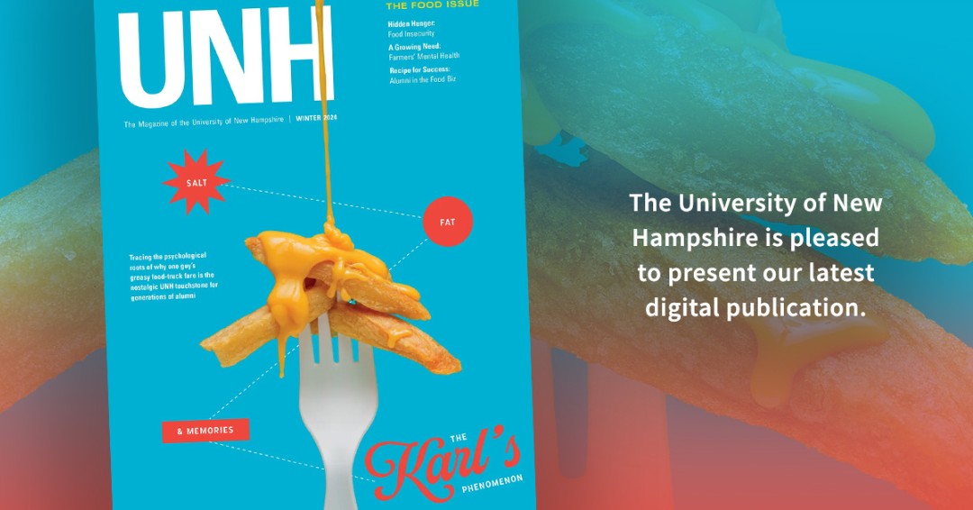 The newest edition of UNH Magazine: The Food Issue is now live!🤤 Visit the link below to devour the delicious stories within the Winter 2024 magazine. Read now: unh.me/48T2wib Have questions, comments or ideas for a future issue? Email alumni.editor@unh.edu