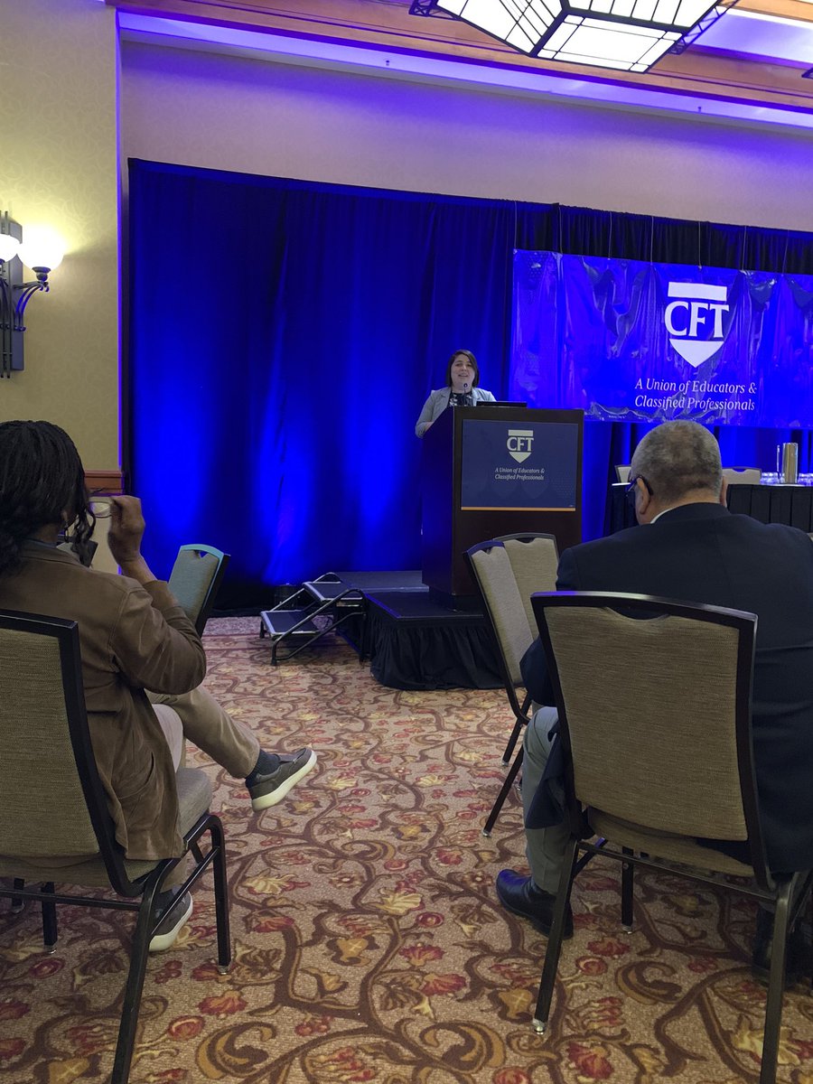 “A just transition creates meaningful work.” Councilperson @katie4council on one of the many connections between climate justice and labor in her extraordinary presentation at <a href="/CFTunion/">CFT</a> summit. #cftmarch2024summit