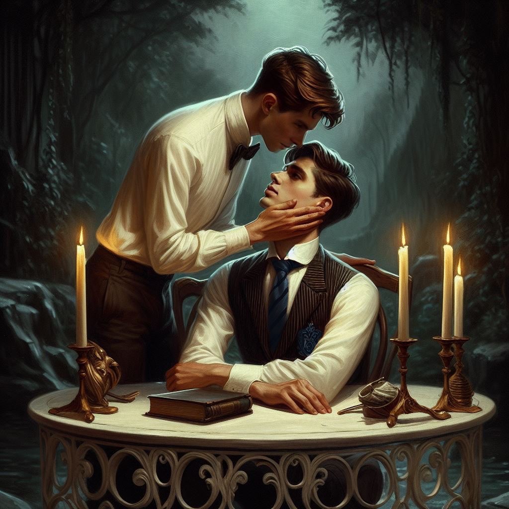 Princess_Sallow's tweet photo. Date in the forbidden forest 💚💙

Apps used: BingAI, InsightFaceSwap, FaceTune

#MyEdit #AIGenerated #Larllow #SebastianSallow #AndrewLarson #HogwartsLegacy https://t.co/Qjrcy9QGJ5