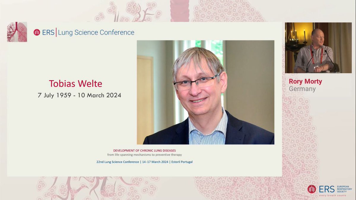 Prof. @RoryMorty leads touching tributes from the respiratory community, including ERS President Prof. Monika Gappa, for the late Prof. Tobias Welte at the #LSC2024 - the first ERS conference since Prof. Welte's sad passing.