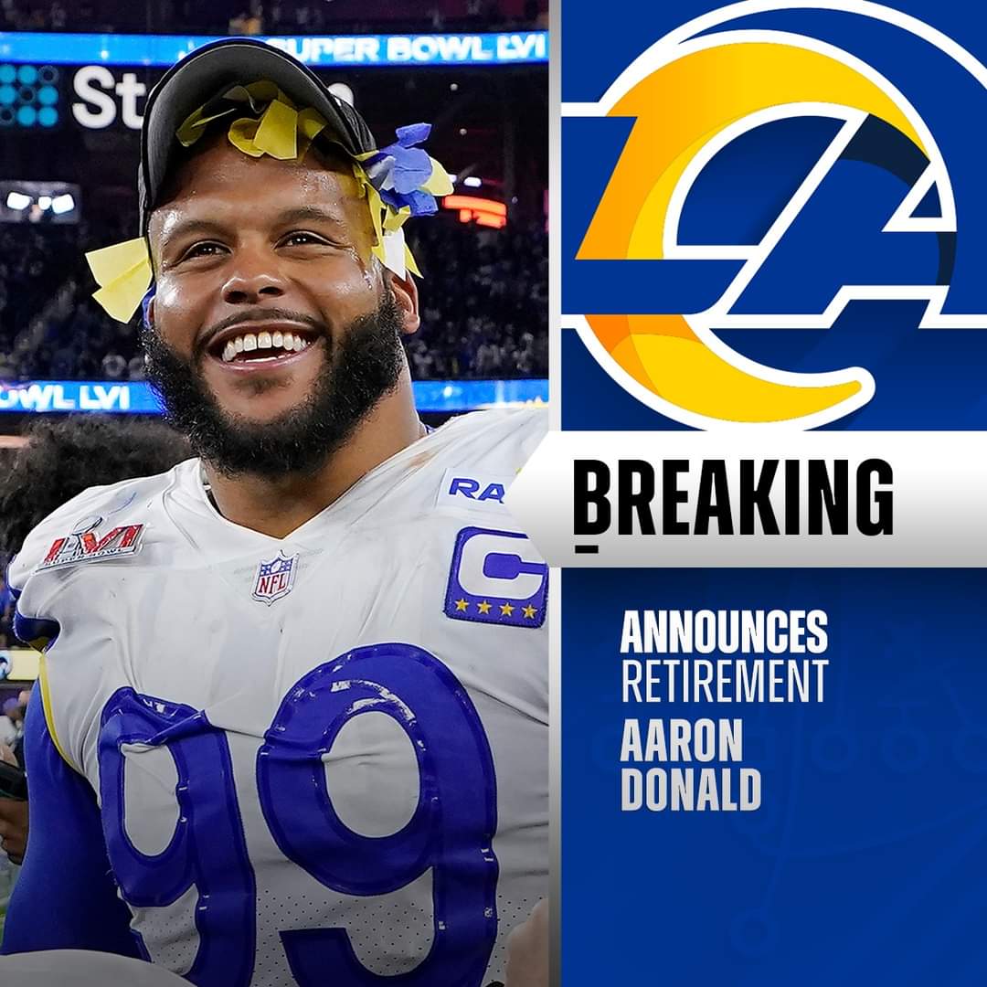 #AaronDonald uno de los mejores defensivos de la #NFL se retira después de 10 años y como campeón del #SuperBowl en 2022.

En cada una de las 10 temporadas ha ganado un lugar en el #ProBowl, tres veces jugador defensivo del año.

#Rams
#NFL
#NFLFreeAgency