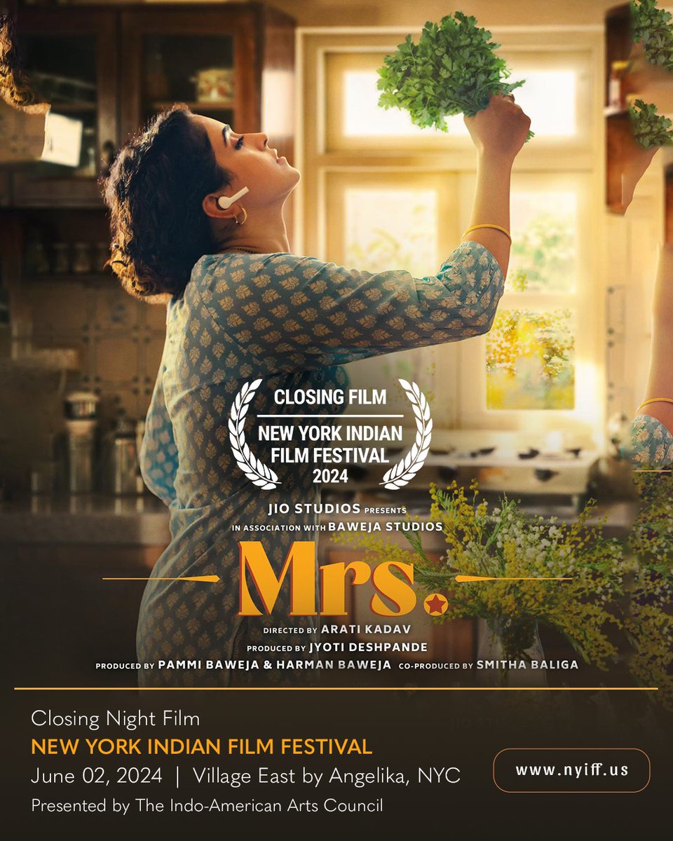 Drumroll please! The highly anticipated New York Indian Film Festival is thrilled to announce its closing film ‘Mrs’ on June 2, 2024. Prepare to be captivated by @sanyamalhotra07's stellar performance in this powerful story. Reserve your seats! Visit: bit.ly/4ciLqwT