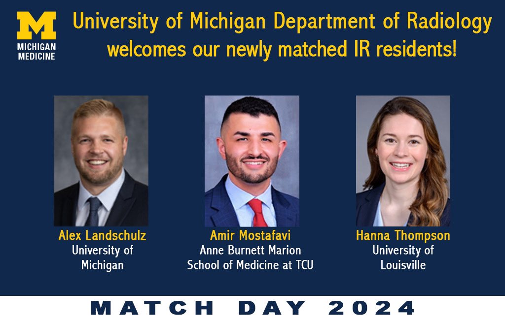 Michigan VIR (@umichvir) on Twitter photo We are incredibly excited to welcome to Michigan Medicine this phenomenal group as our incoming IR/DR Class of 2030! Congrats to all those who matched today! <a href="/UMichRadiology/">Michigan Radiology</a> <a href="/UMichSurgery/">Michigan Surgery</a> #GoBlue #Match2024 We are incredibly excited to welcome to Michigan Medicine this phenomenal group as our incoming IR/DR Class of 2030! Congrats to all those who matched today! <a href="/UMichRadiology/">Michigan Radiology</a> <a href="/UMichSurgery/">Michigan Surgery</a> #GoBlue #Match2024