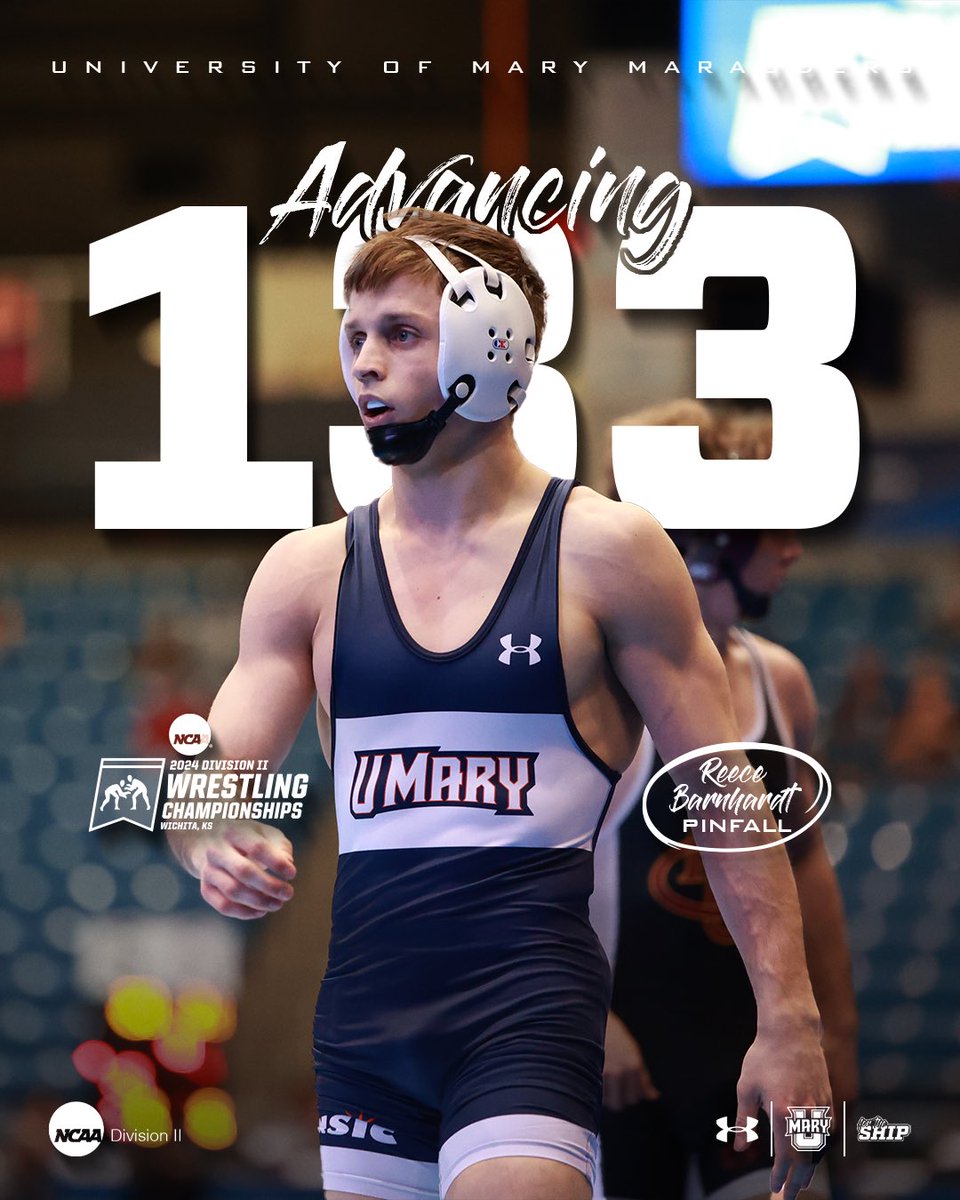 Advancing to the #D2Wrestle quarterfinals with a pinfall in 4:40! Visit GoUMary.com for more! #ForTheShip #LifeAtMary