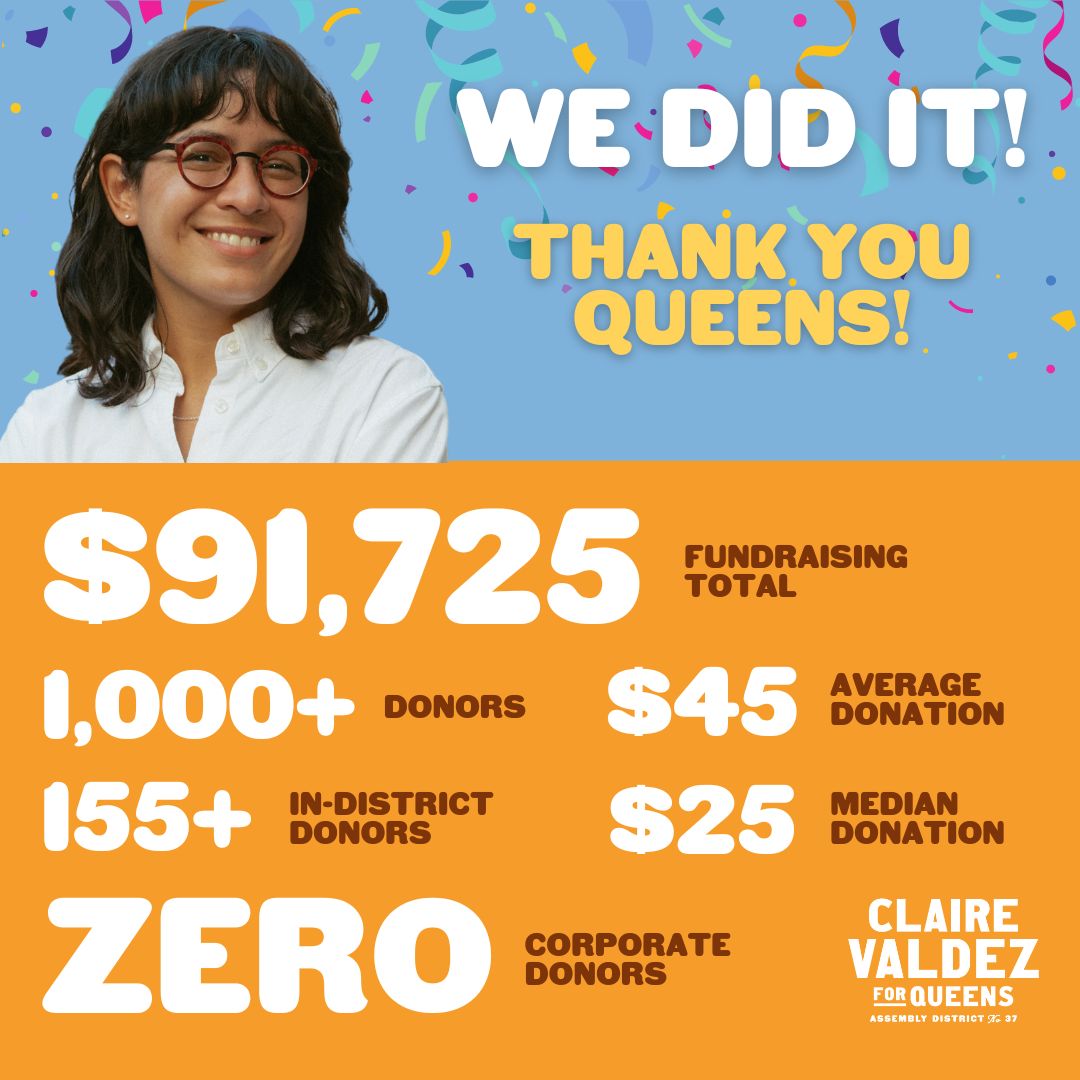 Friends. We did it—and then some.

Our original goal was $80k. Then $85k. Then $88k. We landed on $91,725 thanks to YOU, the working families who make this city and who demand the abundance that WE create. Workers deserve it all, and our movement will never settle for less.✊🏽🎉