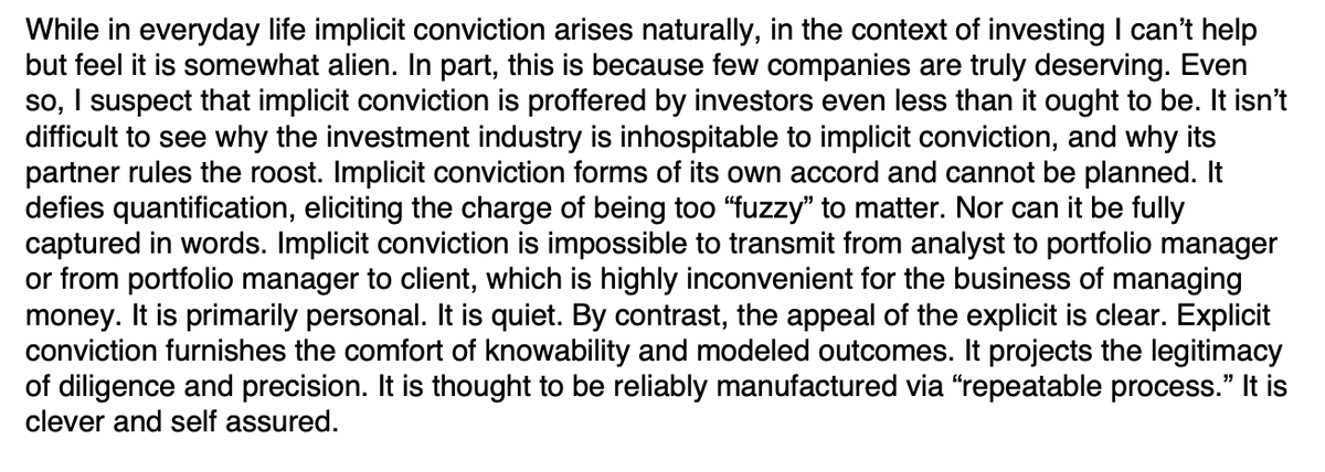 Eric Markowitz (@ericmarkowitz) on Twitter photo Loved this essay by <a href="/joshtarasoff/">Josh Tarasoff</a> about what he calls the tension between "implicit" and "explicit" forms of conviction
greenlealane.com/_files/ugd/253… Loved this essay by <a href="/joshtarasoff/">Josh Tarasoff</a> about what he calls the tension between "implicit" and "explicit" forms of conviction
greenlealane.com/_files/ugd/253…