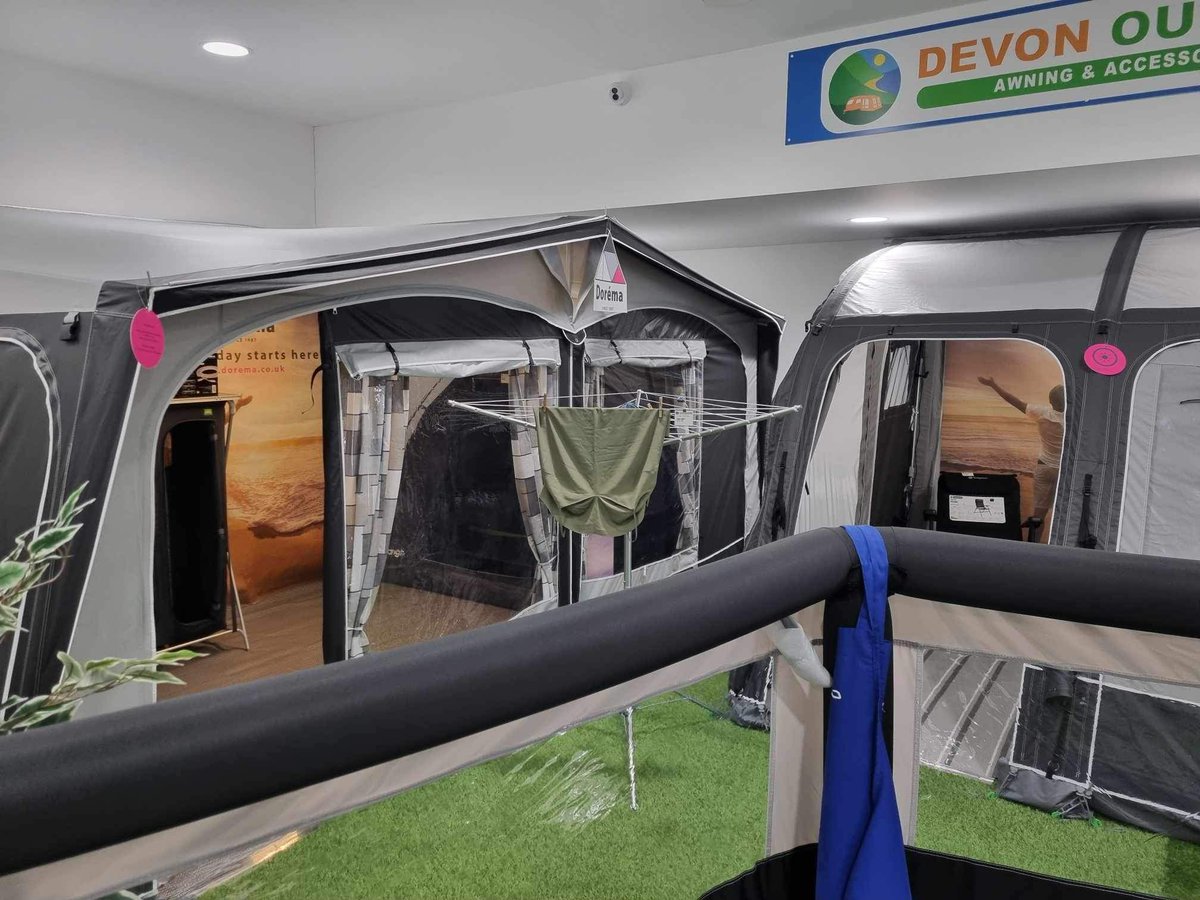 devonoutdoor's tweet image. Some of the displays at our Caravan Awning Show featuring our new range of #caravanawnings from #Dometic #Dorema #Isabella #OutdoorRevolution #Telta and #Vango
Indoor &amp;amp; outdoor displays at our showroom at @Stowford Leisure - Devon between #Braunton and #Ilfracombe in #NorthDevon