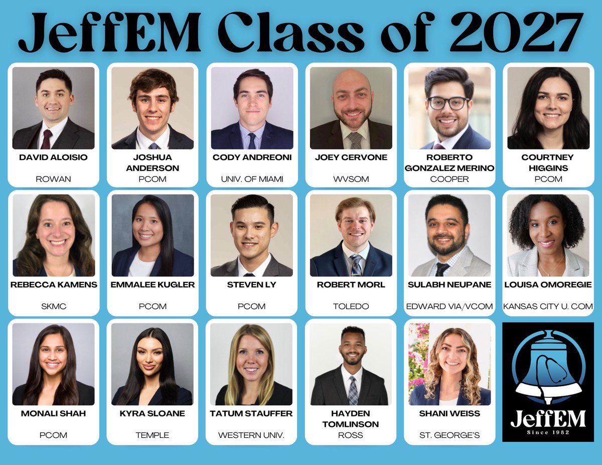 Could not be more excited to welcome the newest class of JeffEM residents! #MATCH2024 @pjtomaselli
