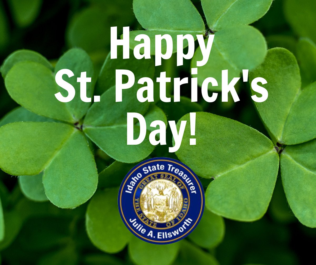 Happy St. Patrick's Day from the Idaho State Treasurer's Office!
🍀🍀🍀
#Idaho
#idahotreasurer