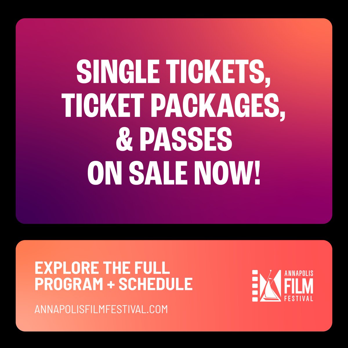 🚨 It’s the moment you’ve been waiting for! 🚨⁣ ⁣ Single Film Tickets, 6-ticket Packages, and Passes are now on sale. Run, don't walk, and secure your tickets today. See you at the movies! 🎟️ loom.ly/bVLpXOY #AFF24