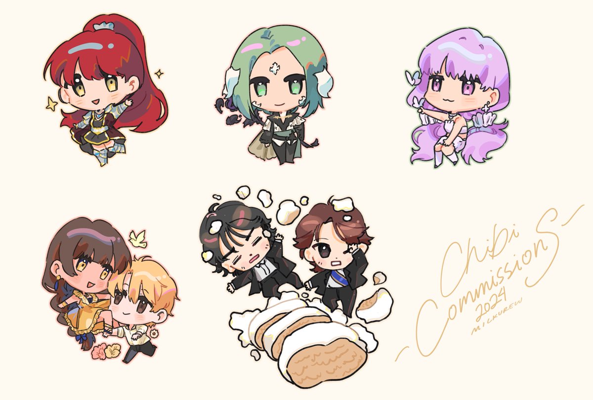 chibi commissions I did the past few months! just forgot to post it until now but yipee! 🥳thank you for the support