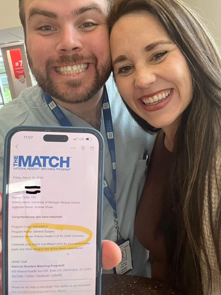 Andrew H. Shute (@andrew_h_shute) on Twitter photo We’re going to South Carolina!
<a href="/ph_gensurgres/">Prisma Health General Surgery Residency</a> #Match2024 <a href="/TheNRMP/">NRMP®</a> <a href="/Inside_TheMatch/">Inside The Match</a> <a href="/AmCollSurgeons/">American College of Surgeons</a> We’re going to South Carolina!
<a href="/ph_gensurgres/">Prisma Health General Surgery Residency</a> #Match2024 <a href="/TheNRMP/">NRMP®</a> <a href="/Inside_TheMatch/">Inside The Match</a> <a href="/AmCollSurgeons/">American College of Surgeons</a>