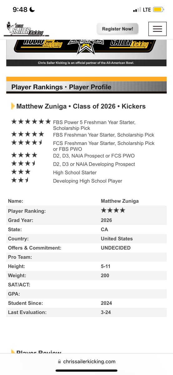 Matthew_Z35's tweet photo. Thanks @Chris_Sailer for the 4 star ranking!!Excited to compete in May.

@CoachDukePHS @CSKRECRUITING 
@Phsfootball52 @1kicking2 https://t.co/rsp6FtSH6h
