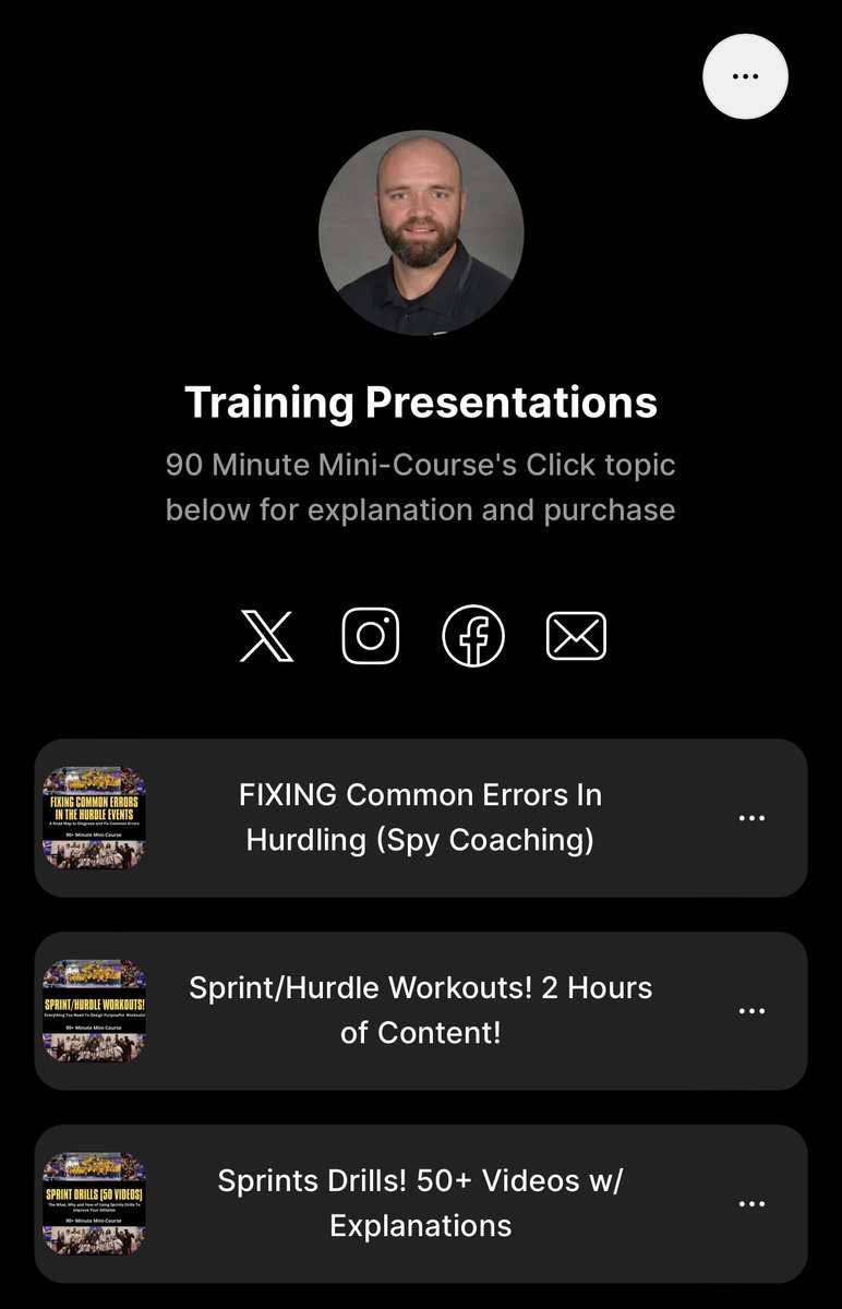 I spent some time updating my online store with 13 webinar/mini-courses I've done over the last couple years. They are all available for purchase! 

If you are looking for specific content on various track and field topics, click the link below! 

GO TO STORE: