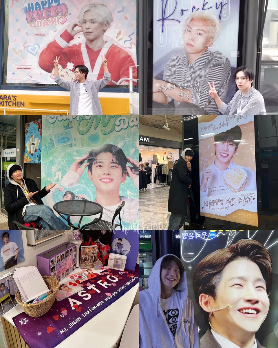 stanastro1602's tweet photo. So we got Rocky, MJ and Jinjin going to their Birthday cafes &amp; seeing their birthday ads. 🥹 Binnie always wanted to do it, I’m glad they get to.🥺

I know Sanha &amp; Eunwoo are busy on their bdays but I hope they get to do it as well if they want to. 

#ASTRO #아스트로 #라키 https://t.co/C36wxyiIb2