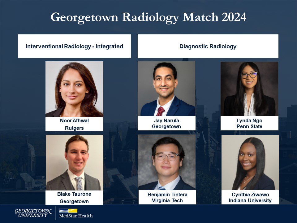 Congratulations to our newest Georgetown Radiology matches! We can’t wait for you to join us in the reading room in 2025!! #Match2024 #FutureRadRes