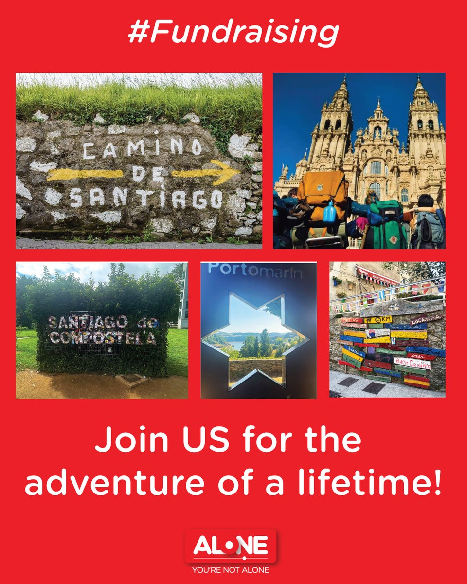 ALONE_IRELAND's tweet image. 🌟 Embark on the adventure of a lifetime from October 16th to 23rd, 2024! Join us for the Camino De Santiago pilgrimage, supporting ALONE's work with older people. For details, contact  annemarie.oreilly@alone.ie 🚶‍♂️🌄🇪🇸 #CaminoDeSantiago #ALONEpilgrimage