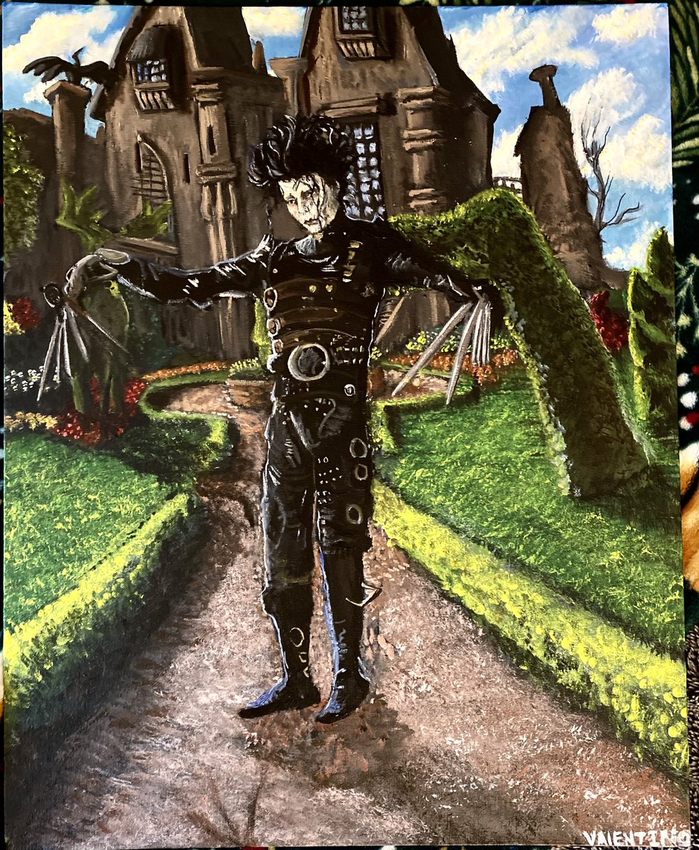 Just minor details left sorry so many progress pics #art #artist #artists #acrylicpainting #painting #edwardscissorhands #fanart #timburton