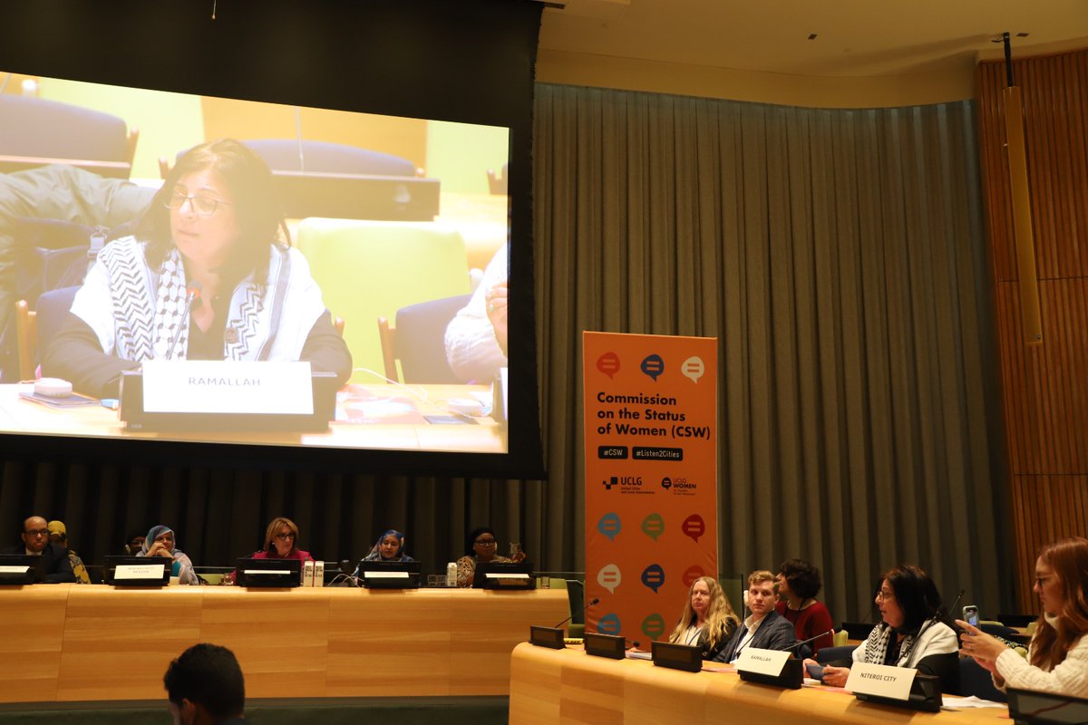 🟣#CSW68 @HananKaoud , Councillor, Ramallah, Member of @UCLG_women, @MEWA_equality 'We have worked hard to achieve representation of women in our councils. There's a critical link between rights and empowerment. We are here for all human rights.' #Listen2Cities