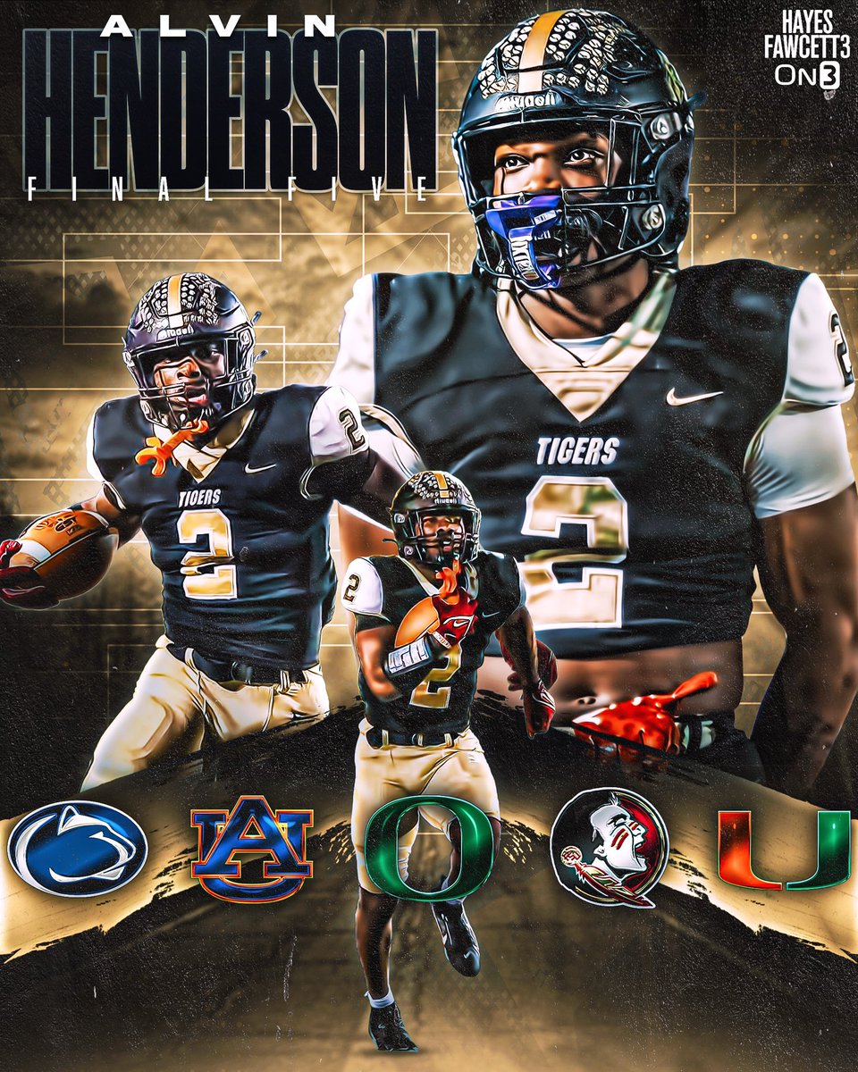 NEWS: Four-Star RB Alvin Henderson is down to 5️⃣ Schools, he tells me for @on3recruits The 5’10 197 RB from Elba, AL is ranked as a Top 8 RB in the ‘25 Class (per On3) Holds the most offers in the nation with 74🤯 Where Should He Go?👇🏽 on3.com/db/alvin-hende…