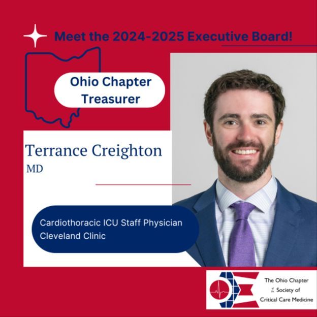 SCCMohio's tweet photo. Meet the incoming SCCM Ohio Chapter Treasurer - Terrance Creighton! 
Welcome to the team, @tcreightonmd !
@SCCM https://t.co/Ho5wMQmloB