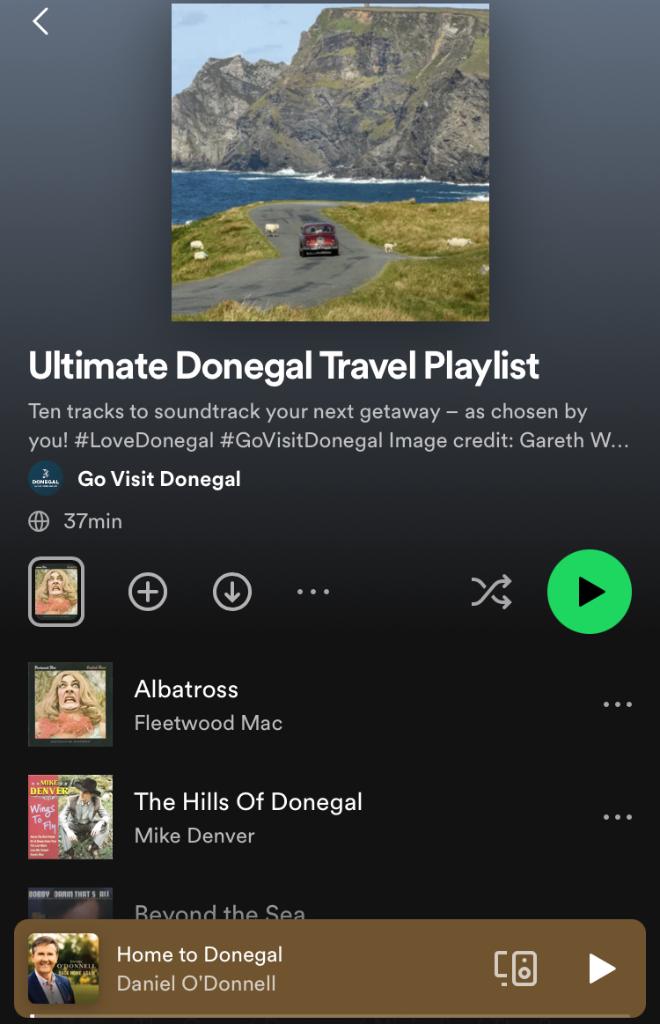 It's here! 🎶 

Press play on the Ultimate Donegal Travel Playlist, ten songs handpicked by YOU to fuel your wanderlust and soundtrack your next adventure with us.

Listen now 🎧 open.spotify.com/playlist/67VLj…

 #LoveDonegal #LetsGoVisitDonegal