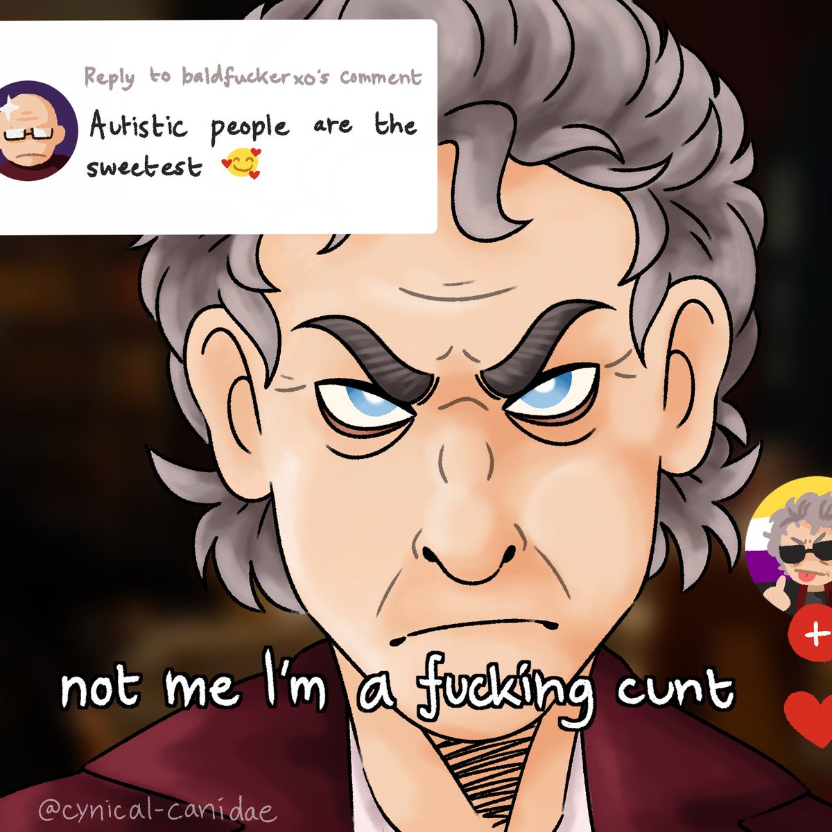 cynical_canidae's tweet photo. I speedran this. Bill helped him make the account. #DoctorWho #12thDoctor https://t.co/3bSm3MMnEb