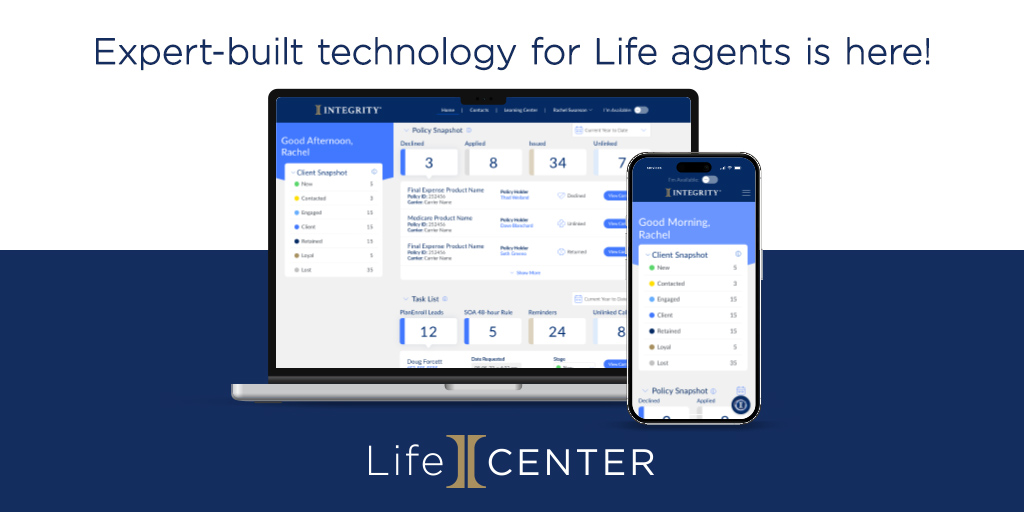 IntegrityMG's tweet image. We're excited to welcome you to efficient client management with LifeCENTER! Now, life agents have an easy-to-use platform to serve clients and grow their business. Save more time and streamline processes better than ever before. bit.ly/43ieX5O

#Announcement #LifeCENTER