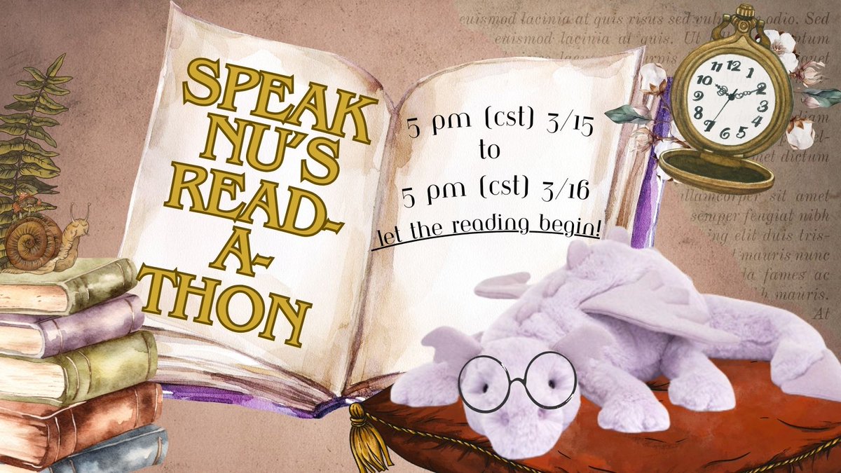 Ready... Set... Read! Speak Nu's 24 hour Read-A-Thon starts now! Track your pages read, minutes listened to, books read, and genres covered for the next 24 hours. To our 18+ members, remember voice channel is open for co-reading, music, and more! Have fun! #NationalReadingMonth