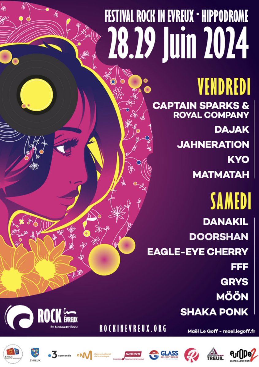 [ROCK IN EVREUX]

📣 Grande annonce !

Découvrez tous les artistes présents lors du Festival Rock in Évreux 2024 ! 🎉
Une programmation qui fusionne entre le reggae et le rock ! 🎸🎶

Pour réserver ses billets, c'est par ici 👇
tropevent.com/event/Billette…

#festival #evreux #RIE2024