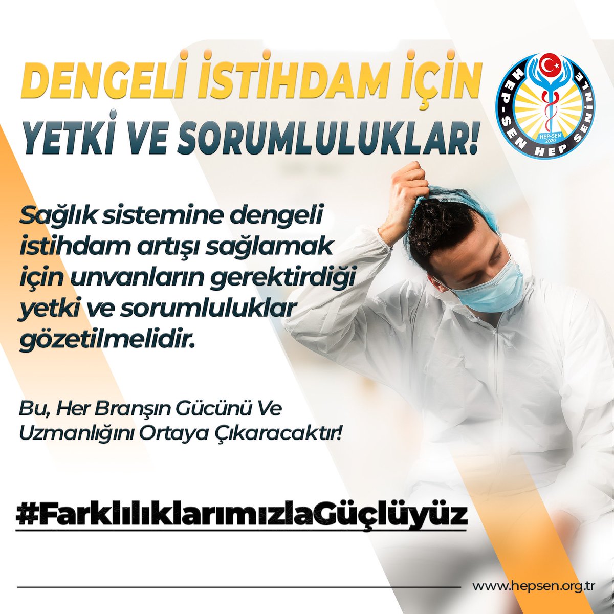 DENGELİ İSTİHDAM İÇİN YETKİ VE SORUMLULUKLAR! 

Sağlık sistemine dengeli istihdam artışı sağlamak için unvanların gerektirdiği yetki ve sorumluluklar gözetilmelidir.  

Bu, Her Branşın Gücünü Ve Uzmanlığını Ortaya Çıkaracaktır! 

<a href="/RTErdogan/">Recep Tayyip Erdoğan</a> <a href="/tcbestepe/">T.C. Cumhurbaşkanlığı</a> 
<a href="/saglikbakanligi/">T.C. Sağlık Bakanlığı</a>