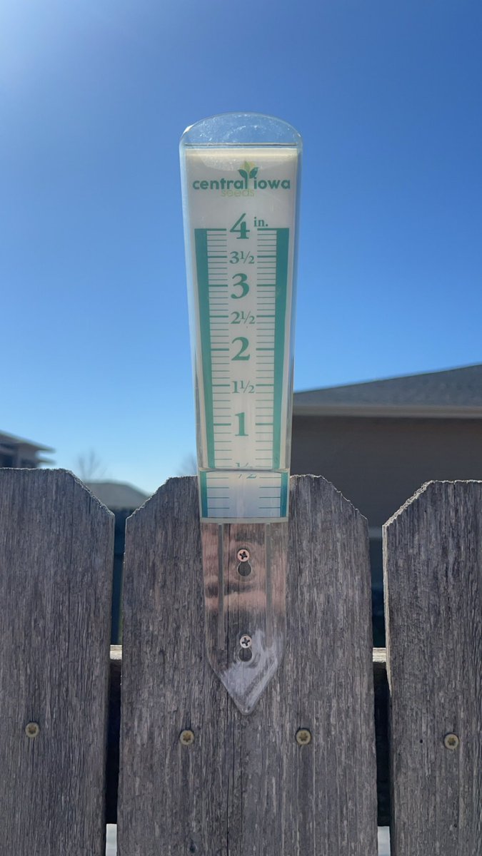 will_taylor34's tweet photo. .5” of rain yesterday in Ames, IA (rain gauge located on South Side of Ames). Many would call this a good spring rain but we are so dry this doesn’t even start to catch us up. Many farmers worried about seed bed moisture.

Thanks to Central Iowa Seeds for the measurement tool! https://t.co/XD2Wpmjaow