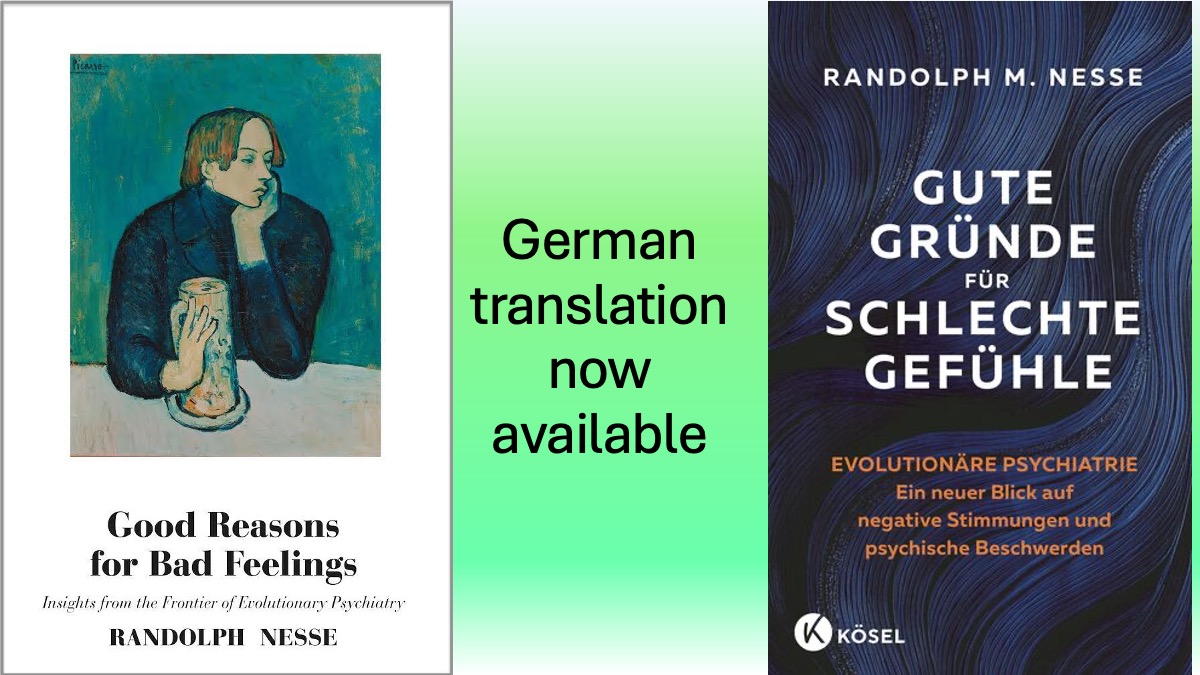 Penguin has just released the German edition of Good Reasons for Bad Feelings: Insights from the Frontier of Evolutionary Psychiatry. penguin.de/Buch/Gute-Grue…