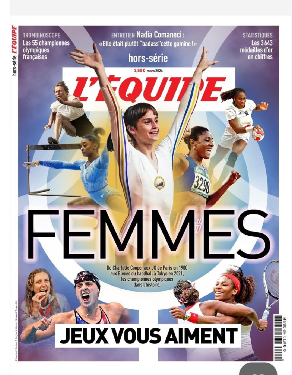 Cela fait une semaine qu'est passée la Journée internationale des droits des femmes, mais le hors-serie 'Femmes, Jeux vous aiment' est toujours en kiosques. Jisqu'a début mai. Comme son poster des 55 Françaises championnes olympiques.