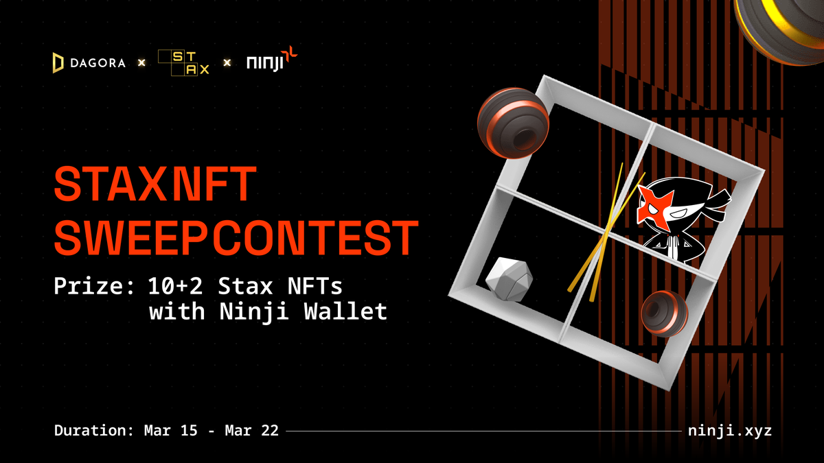 ninjiwallet's tweet photo. Hey ninjas! You’re invited to Stax NFT Sweep Contest!

To celebrate the integration of Ninji Wallet on Coin Flip - a casino platform built by @stax_nft , we’re collaborating with @Dagora_INJ to sponsor 2 more NFTs for top 1🏆

⌛Duration: Mar 15 – Mar 22
A thread on how to join🧵 https://t.co/Vdh6f7YEBz