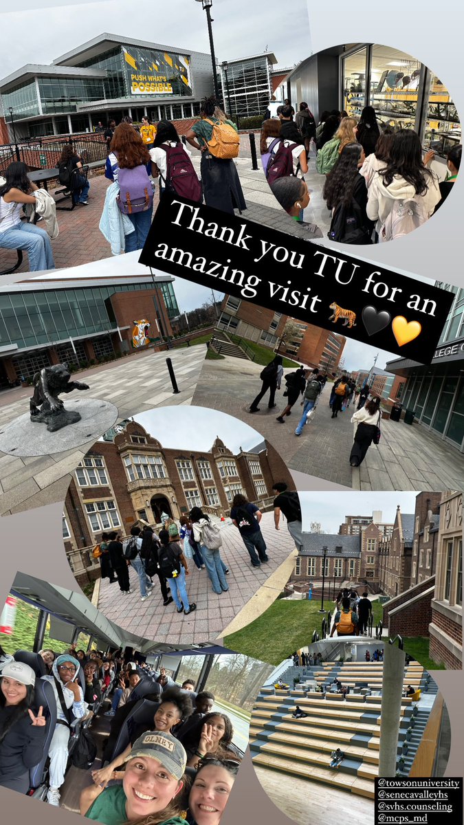 Thank you Towson Univeristy for an amazing visit! Thank you to our MDCAPS team for organizing. 

Our 9th graders enjoyed learning about all the opportunities available through TU. 

<a href="/MCPSCounseling/">MCPS Counseling</a> 
<a href="/MCPS/">MCPS</a>