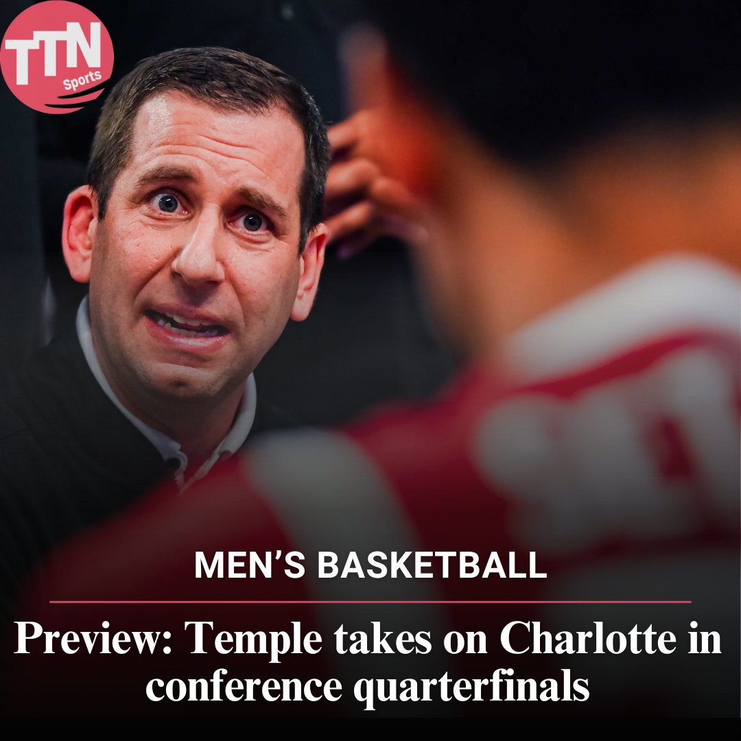 .@tumbbhoops won back-to-back conference tournament games for the first time since 2009, but can they beat Charlotte? Here’s what to know before tonight’s 9 p.m. tip-off. 🔗: temple-news.com/preview-temple…