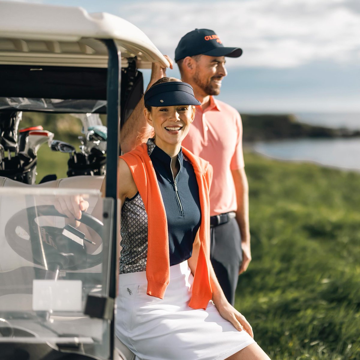 Make a sunny day on course even brighter in this our Apricot, Colour Story classic and sleek navy. #Glenmuir