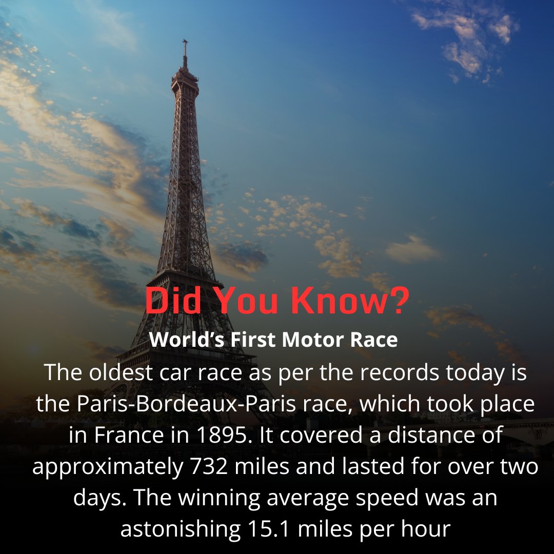 Émile Levassor finished first in the Paris–Bordeaux–Paris race, taking 48 hours and 48 minutes, nearly six hours before the runner-up Louis Rigoulot!

The beginning of Motor Sports❤️

#grandstandmotorsports #sportstravel #motorsportsevents #paris #france #bordeaux #firstrace